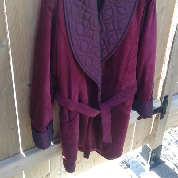 Burgundy trend! Vtg Danier quilted genuine suede reversible coat - Picture 2 of 15